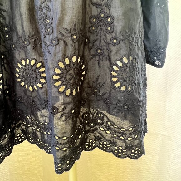 J.Jill Navy blue Eyelet Ruffle Blouse - Picture 3 of 13